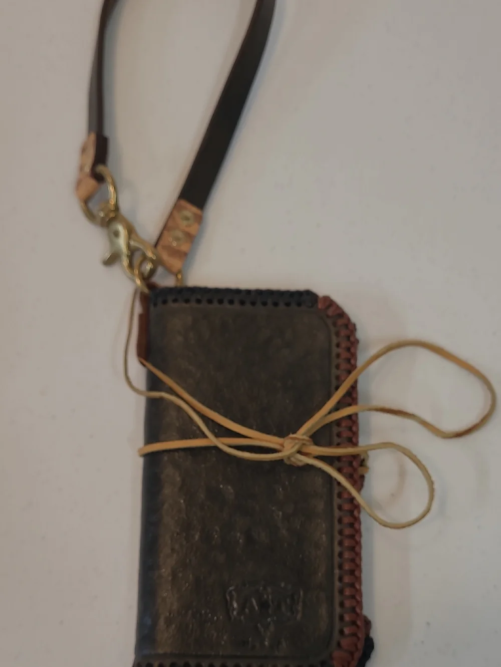 Leather Wallet W/ Wrist Clip Western Style Rodeo Cowboy Handmade Unique!